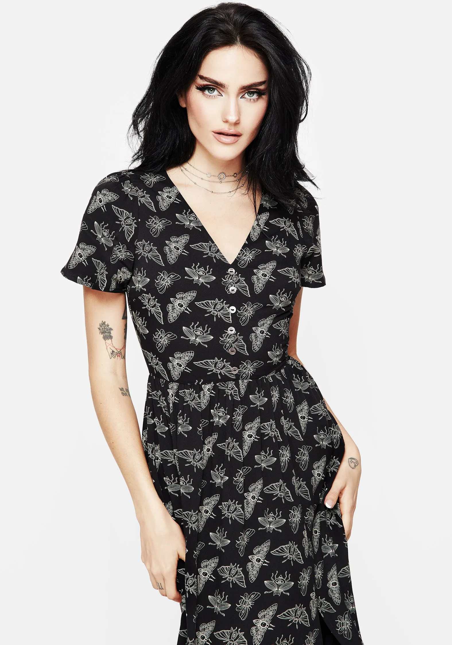 Mortmoth Short Sleeve Midi Dress All Moments