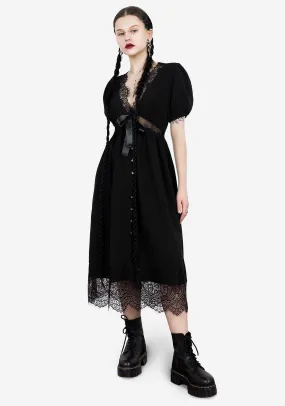Summer Outfit Mortuary Lace Button Up Midi Dress
