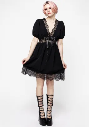 Mortuary Lace Button Up Mini Dress Layered Texture Feminine Vibe