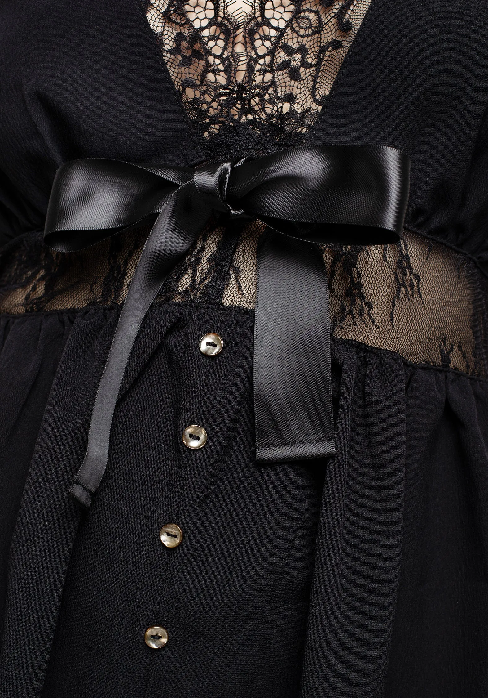 Mortuary Lace Button Up Mini Dress French Vibe