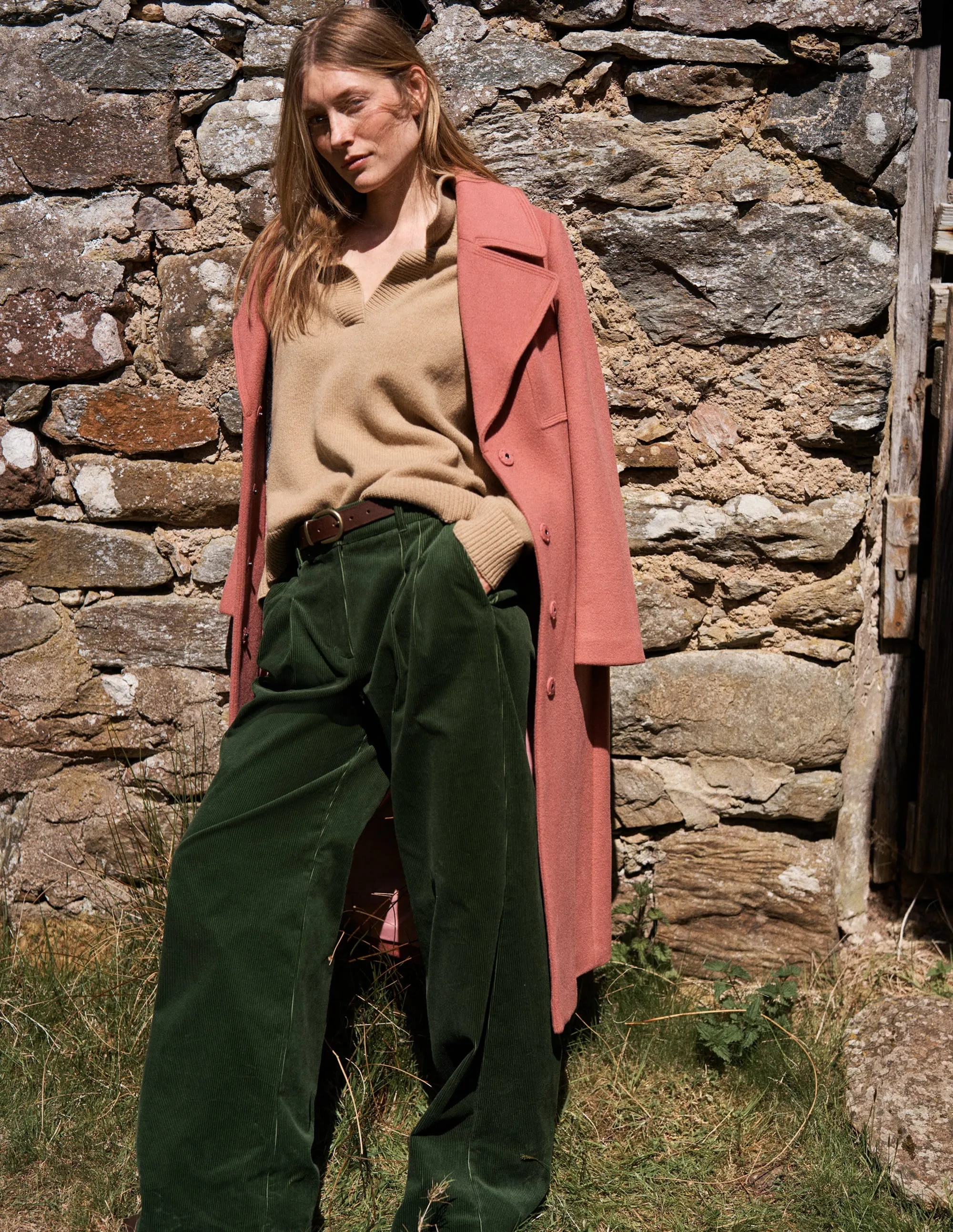 Flexible Fit NonBindingWaistline Kensington Cord Trousers-Green Fir