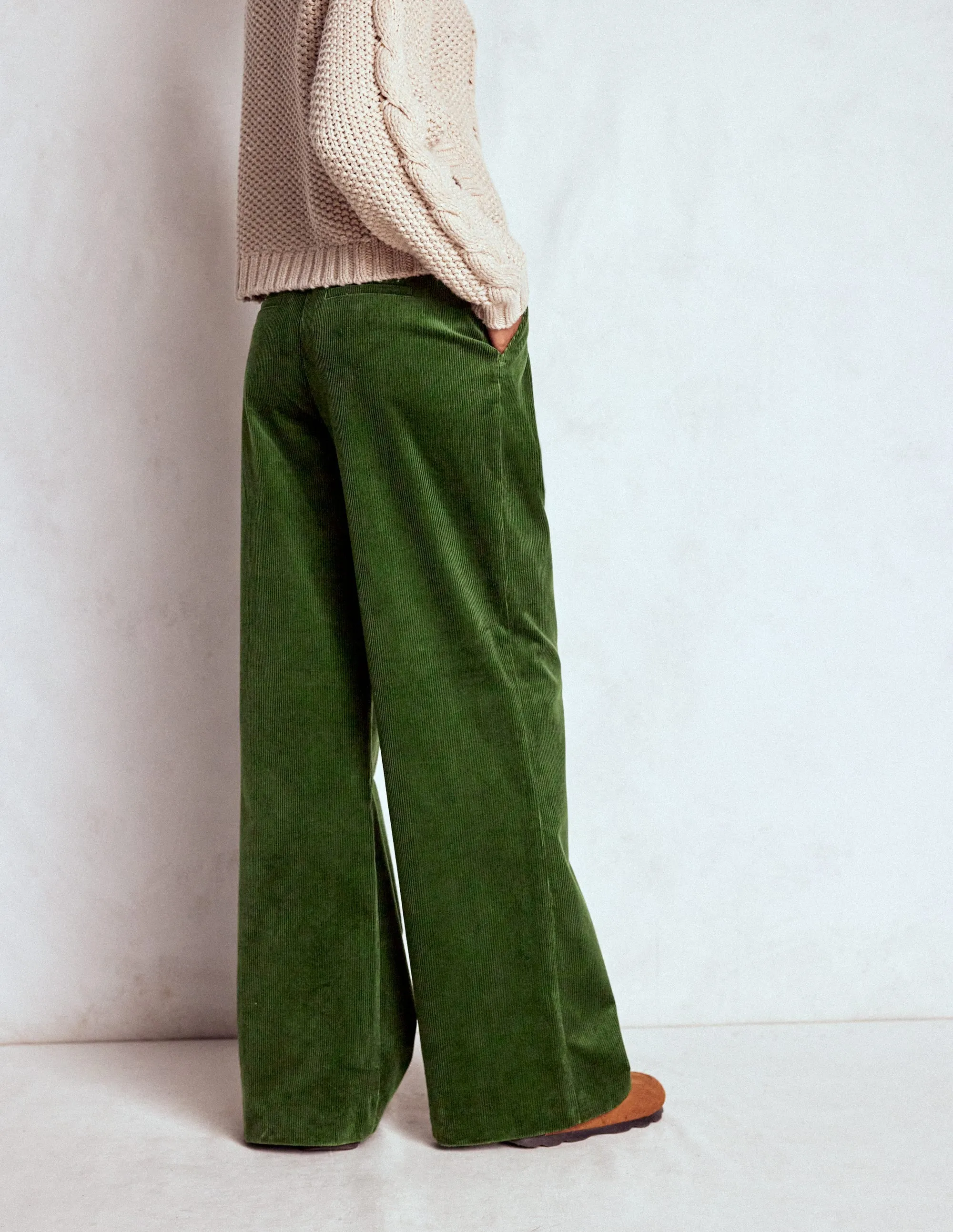 Sweat Resistant AbrasionResistant Kensington Cord Trousers-Green Fir