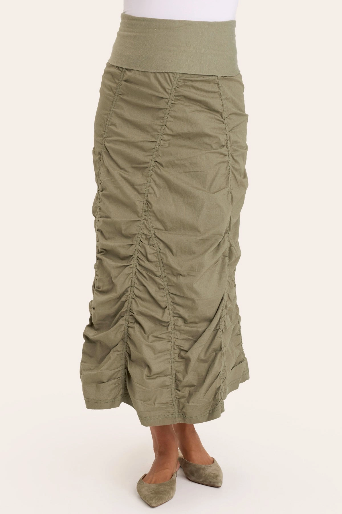 Gored Peasant Skirt Quiet Style Leather Look