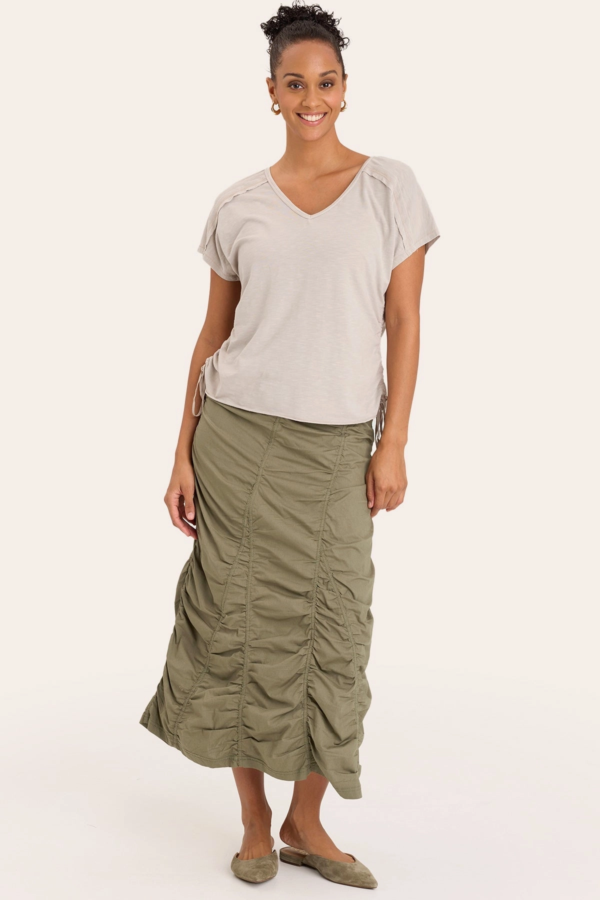 Chill Look Matte Finish Gored Peasant Skirt