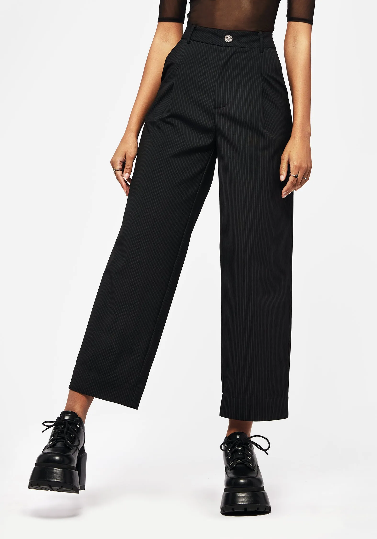 Zelda Pinstripe Tailored Balloon Trousers Outdoor Use