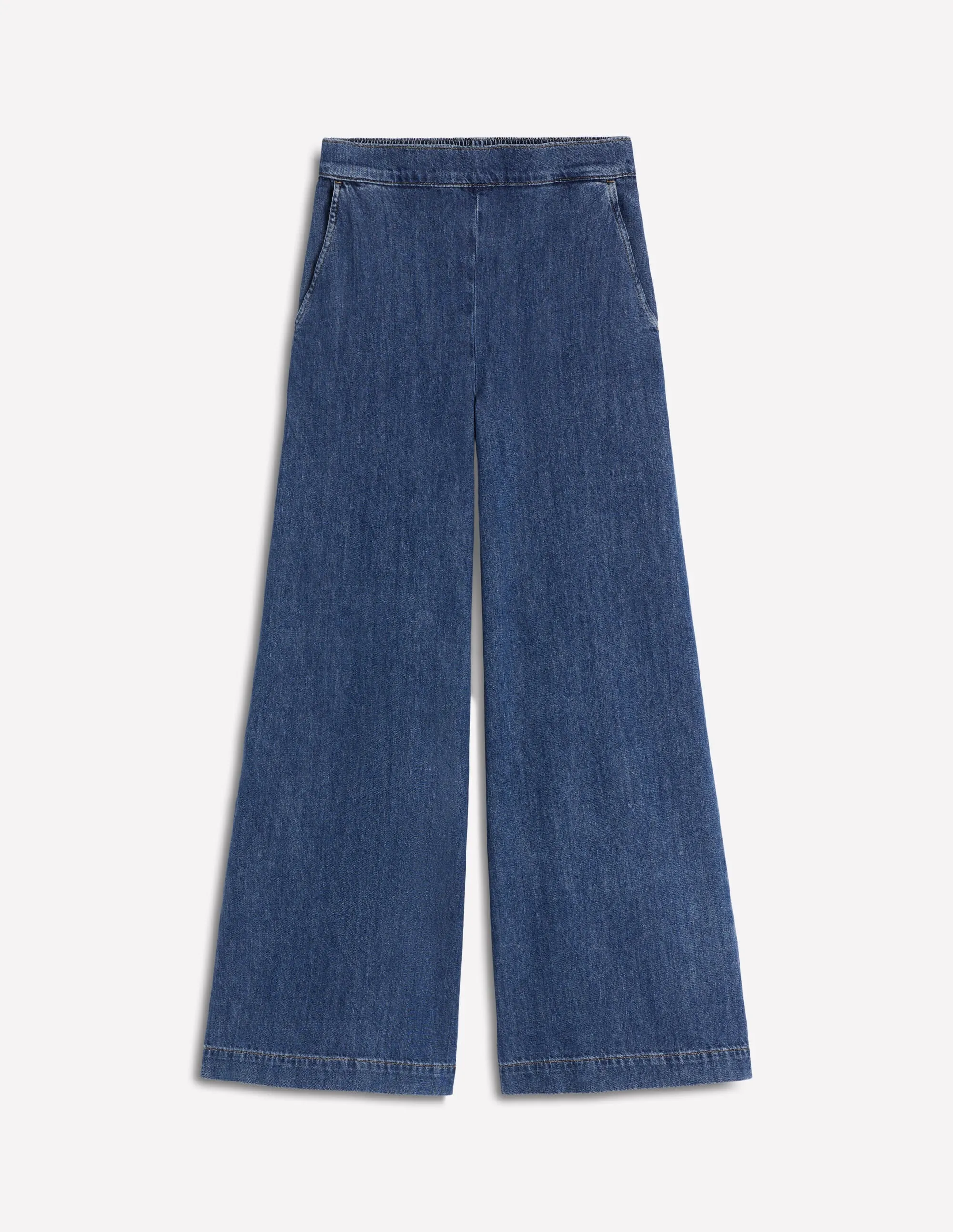 Pull-on Denim Trousers-MID WASH Smart Casual Adjustable Fit