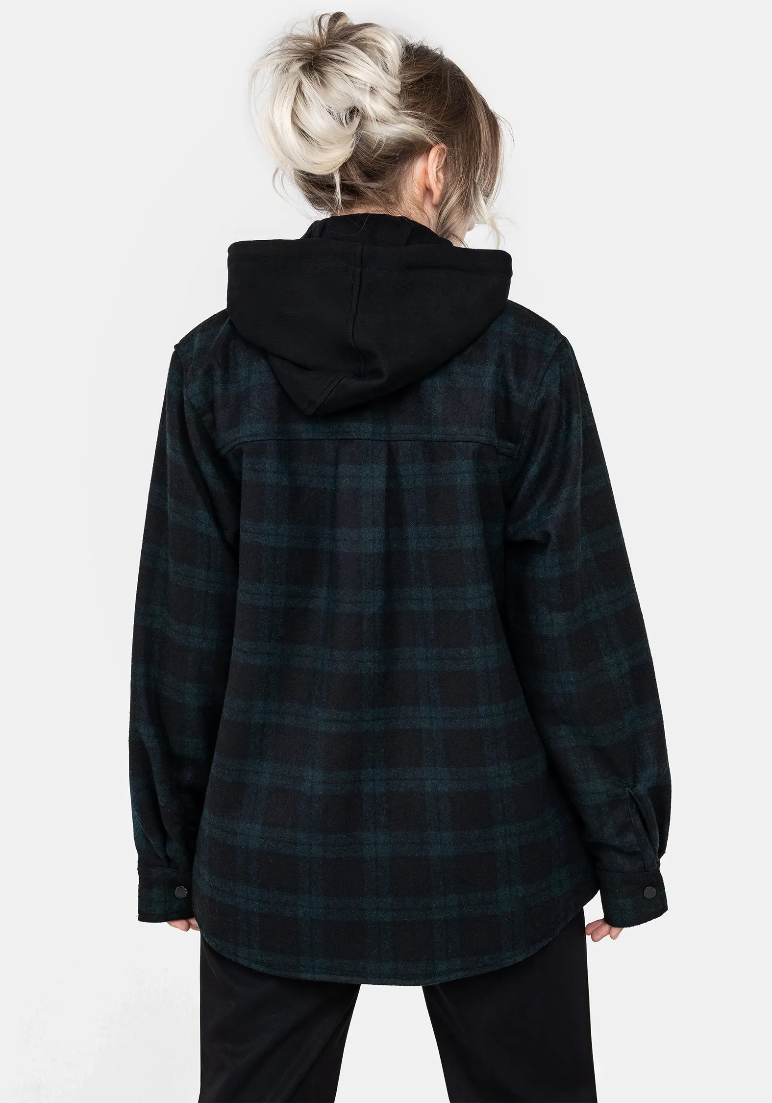 Trellis Hooded Pocket Wool Blend Check Shacket Eco Friendly Textile FullCoverageHood