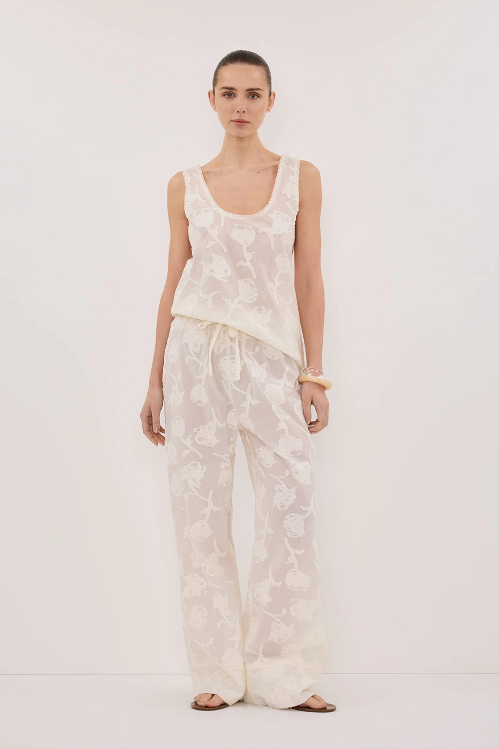 Relaxed Wear AZALEA OFF WHITE JACQUARD PANT