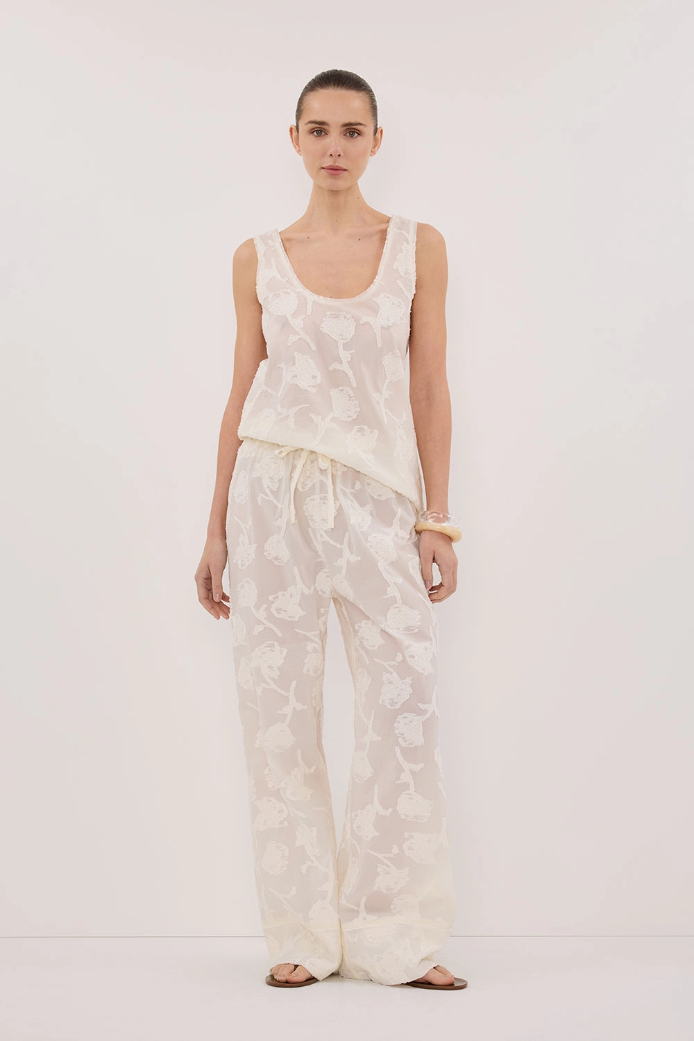 AZALEA OFF WHITE JACQUARD PANT Stylish Cut