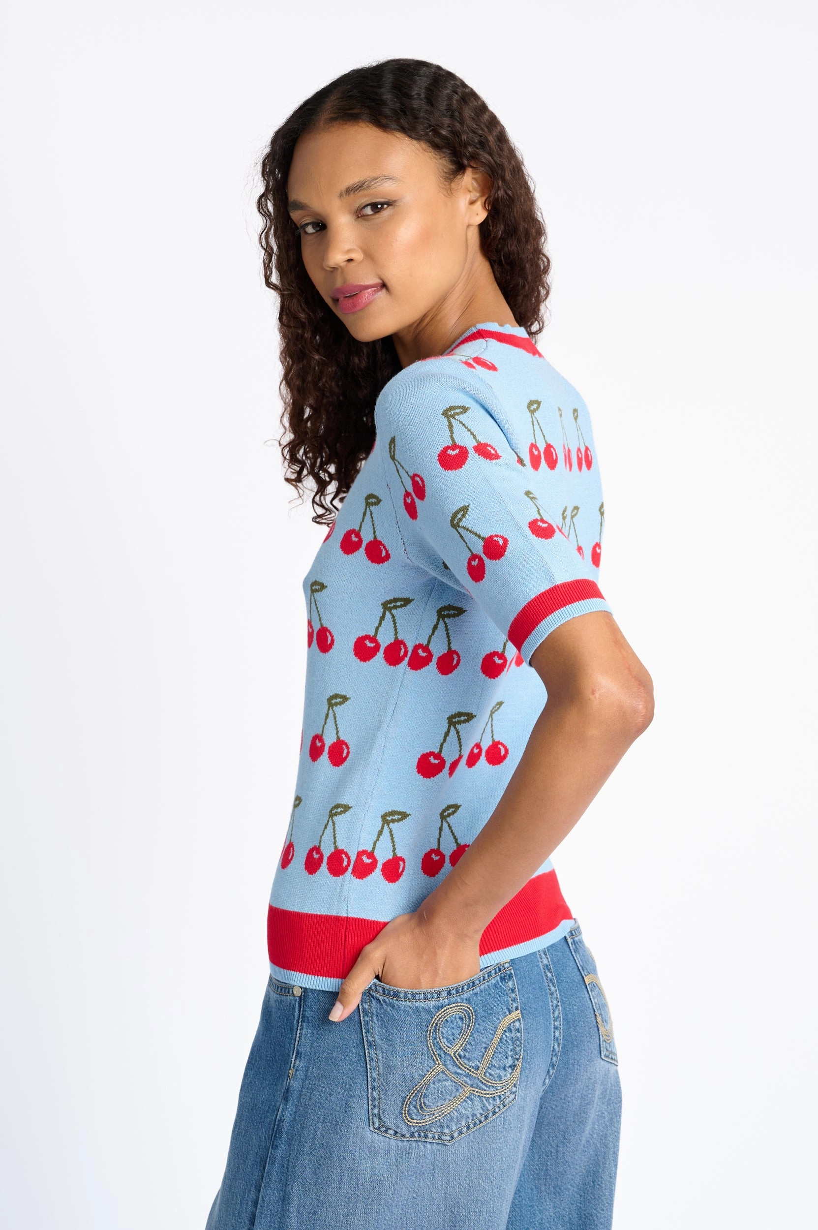 The Short Sleeve Jumper with Cherries Non Chafing Edges