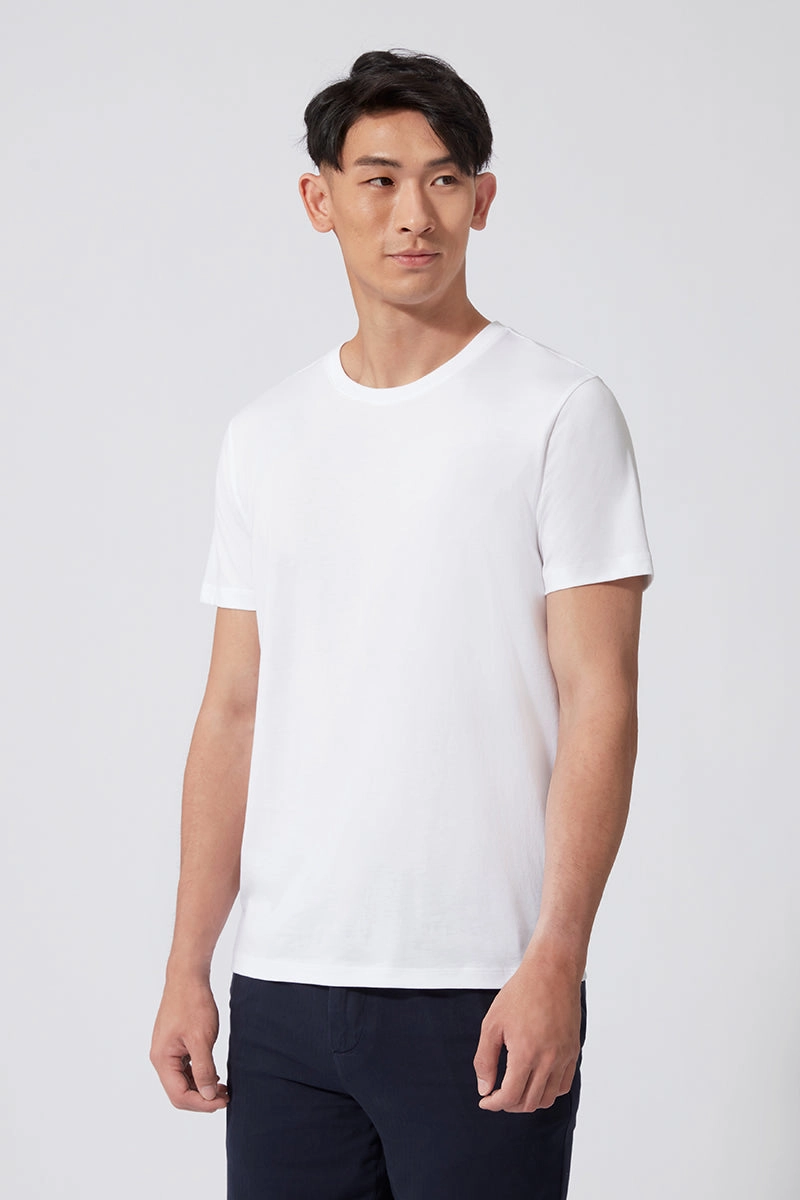Taped Neckline Super Soft Crew Neck T-Shirt | White WH001Z