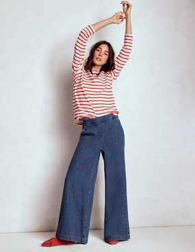 Pull-on Denim Trousers-MID WASH Chilly Day Layers TouchscreenCompatiblePockets