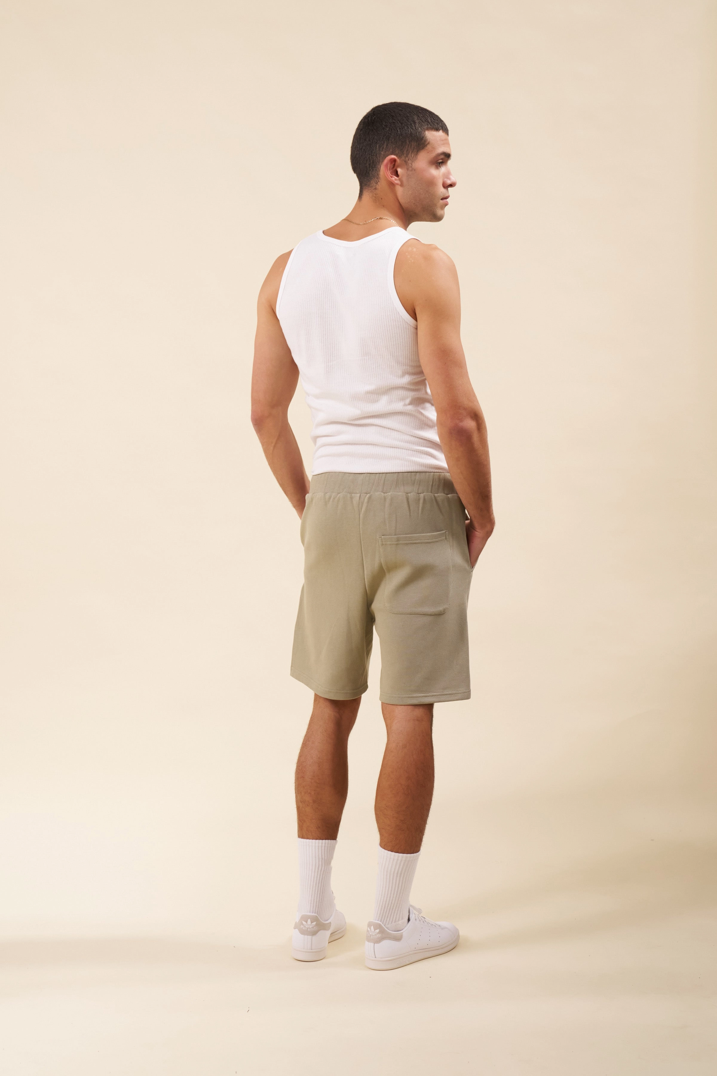 Flexible Material Wrinkle Resistant Material bound Pique Waffle Shorts - Sage