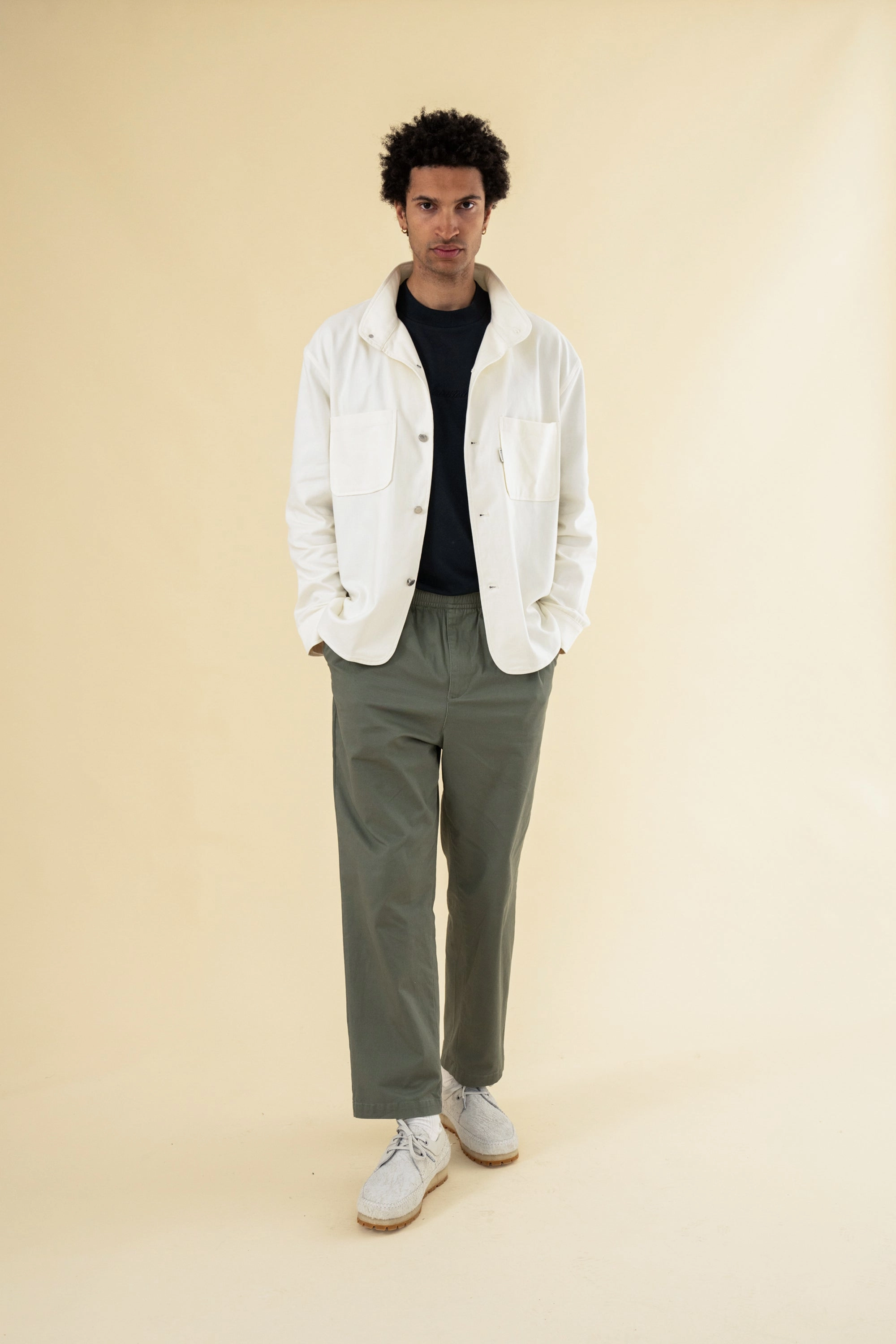 bound William Staple Cotton Trousers - Olive Comfy Style