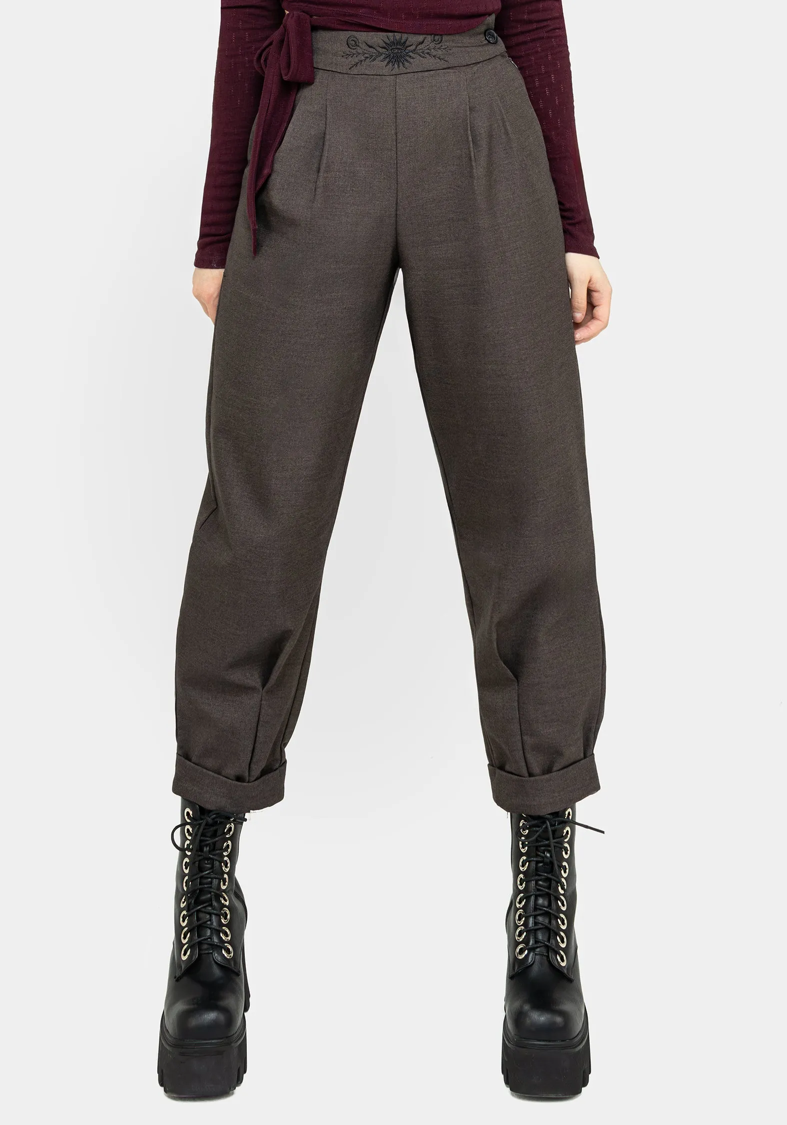 Mystic Embroidered Balloon Trousers Sport Comfort Fit High Rise Design