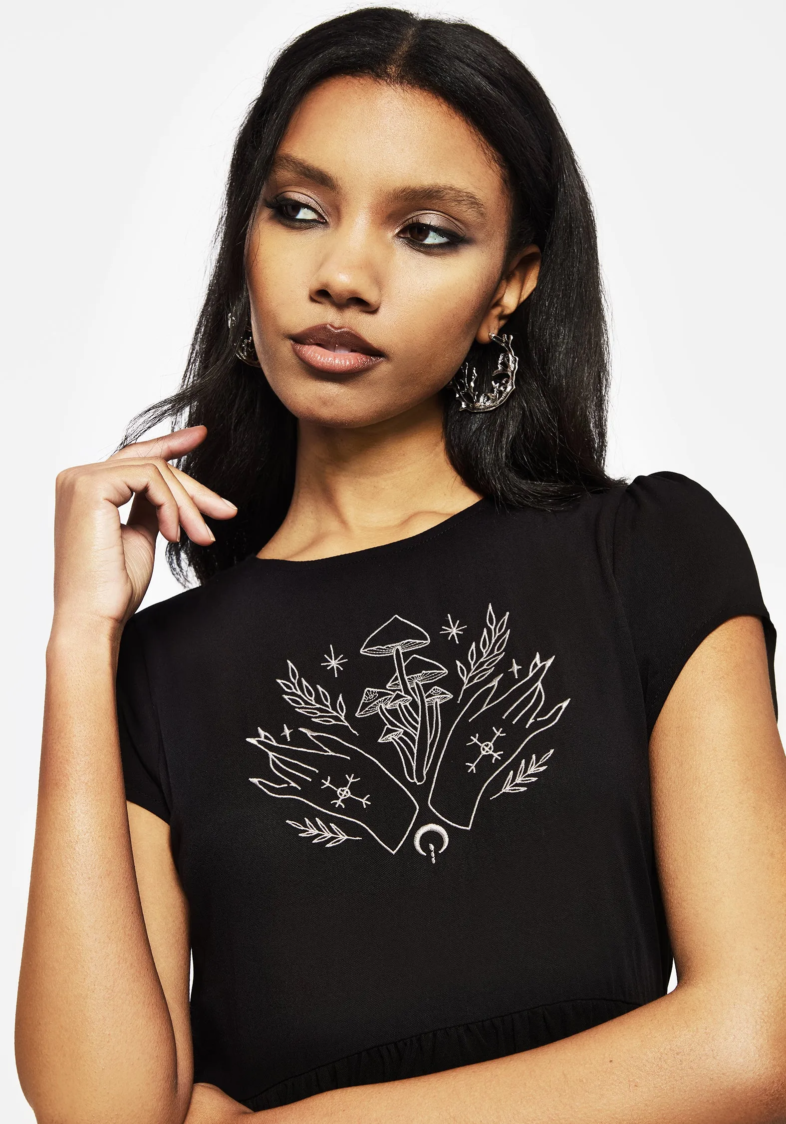 Mystify Embroidered Skater Mini Dress Country View Cozy Balance