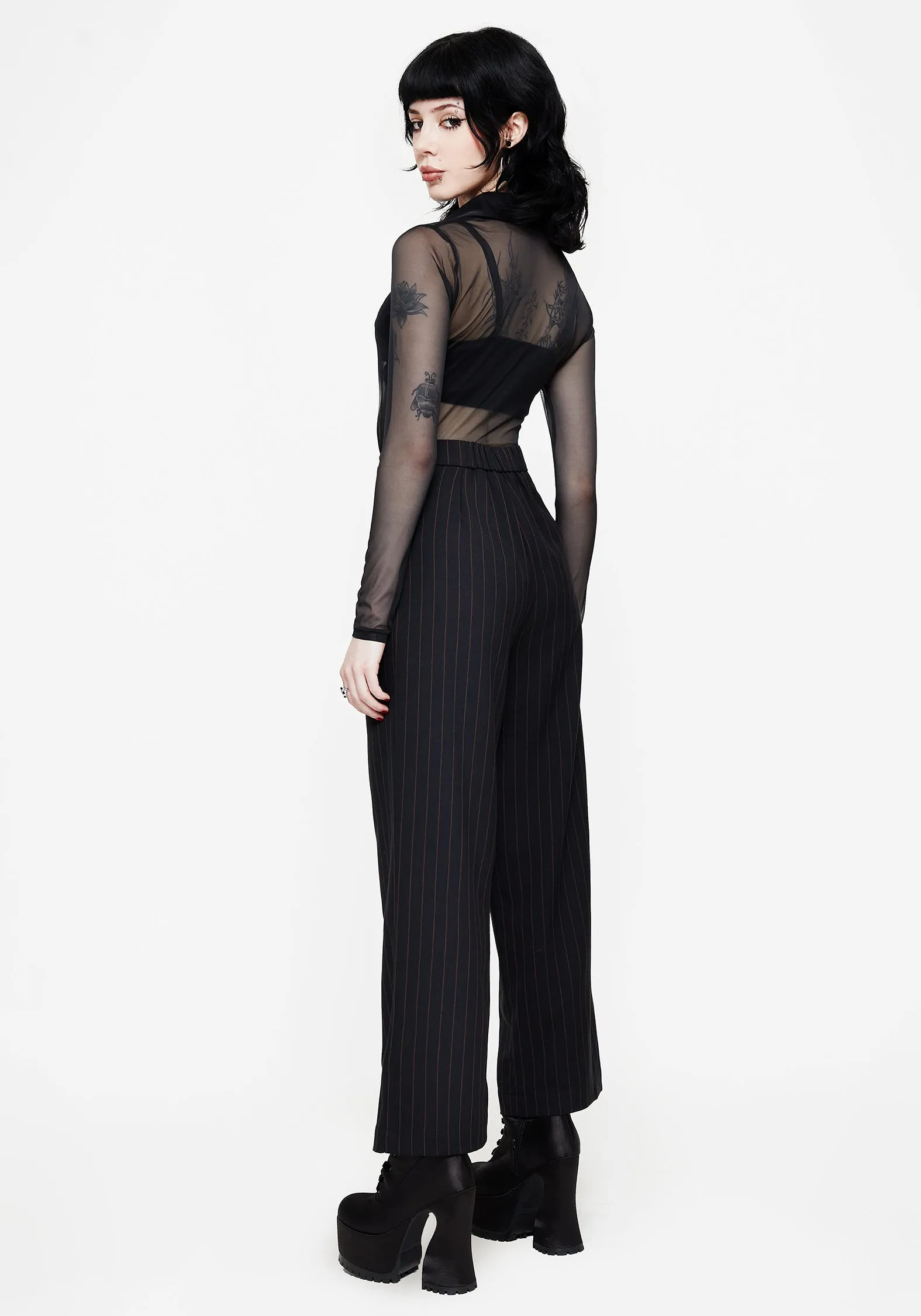 Enyo Belt Detail Stripe Wide Leg Trouser Water Repellent Coating