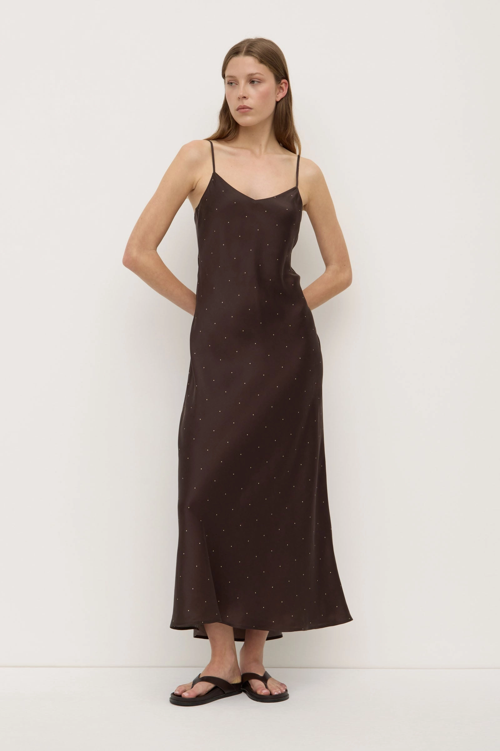 Mom Chic Winter Wrap Pippa Dot Silk Slip Dress