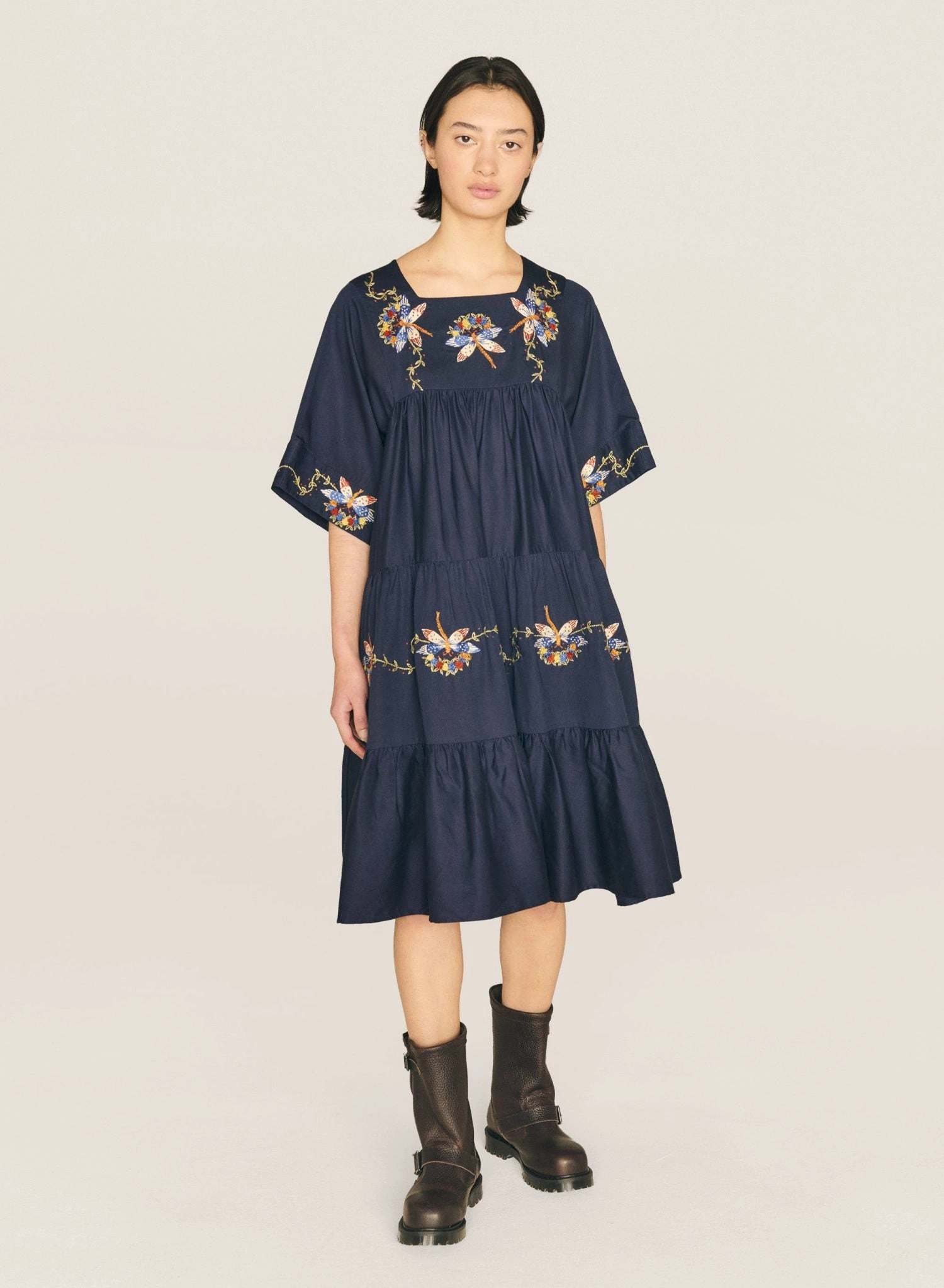 Navy Petite Paloma Dress Romantic dinner wear Relaxed and Elegant
