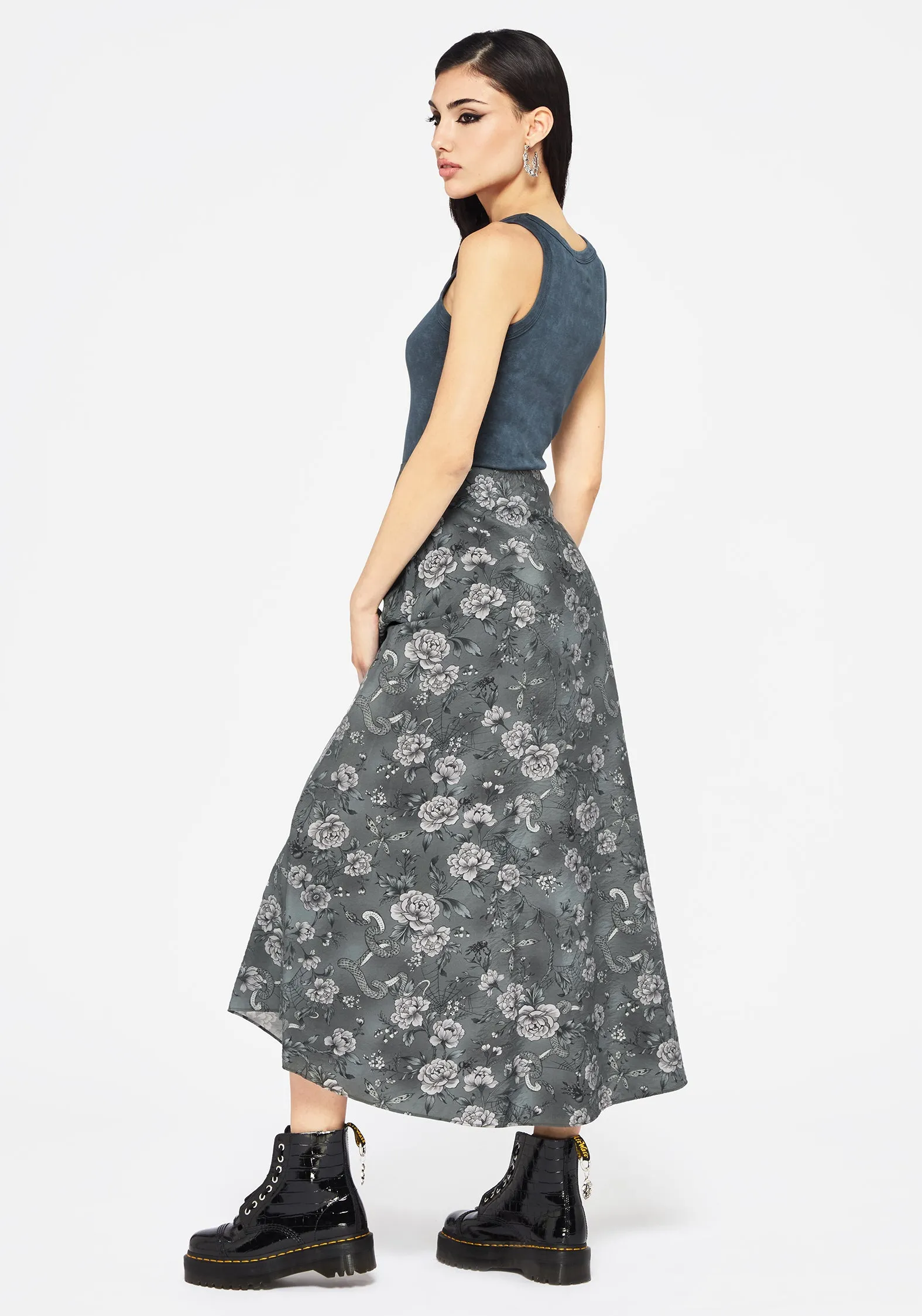 Chic Appeal Meadow Floral Serpent Print Midaxi Skirt