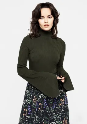 Nectar High Neck Flared Sleeve Top Mesh