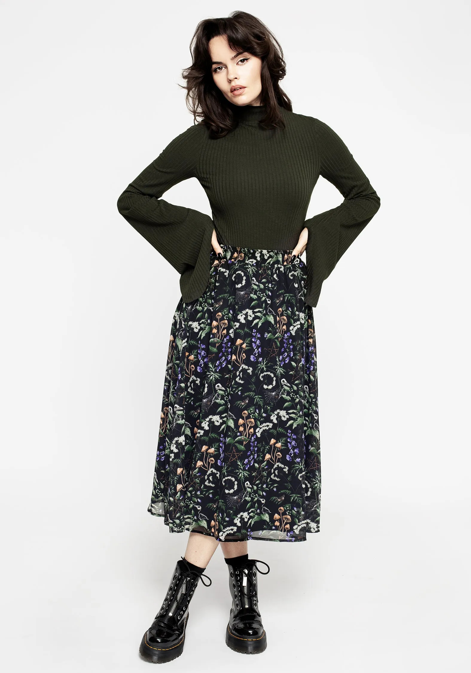 Shelf Holiday Gift Nectar High Neck Flared Sleeve Top