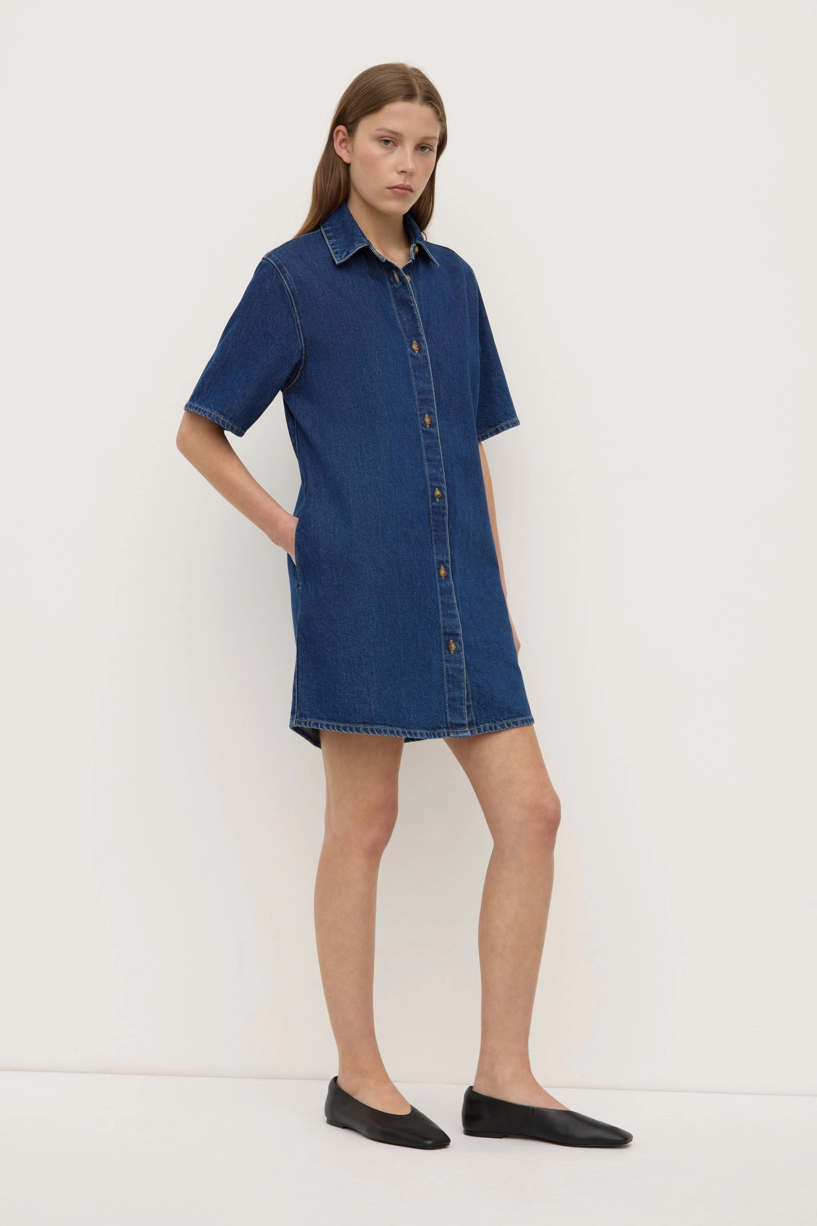 Romance Glow Neera Denim Mini Shirt Dress