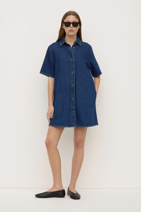 Neera Denim Mini Shirt Dress Garden Fresh Feminine Energy