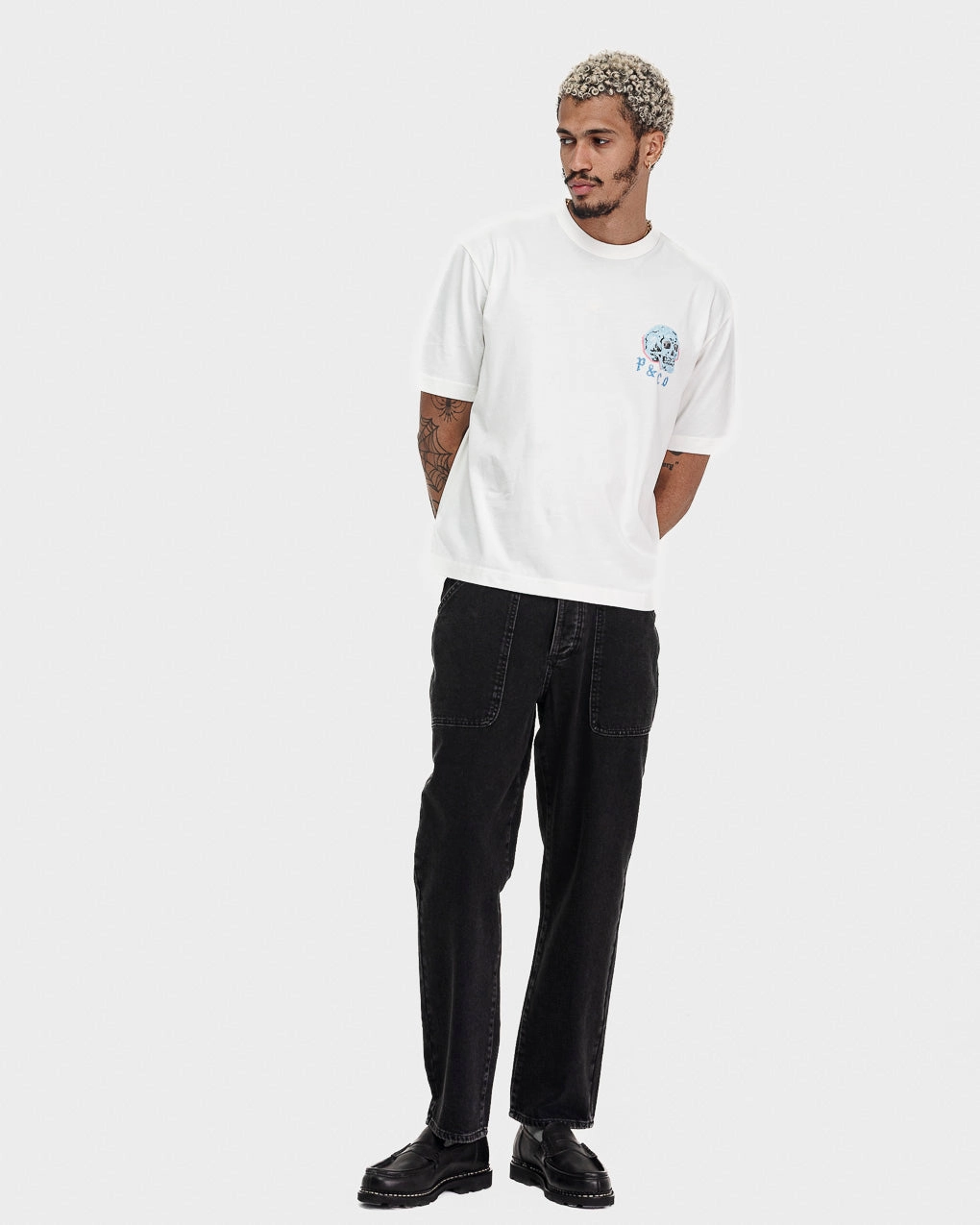 Neon Bones Boxy T-Shirt - Off White Recycled Material Set In Sleeve