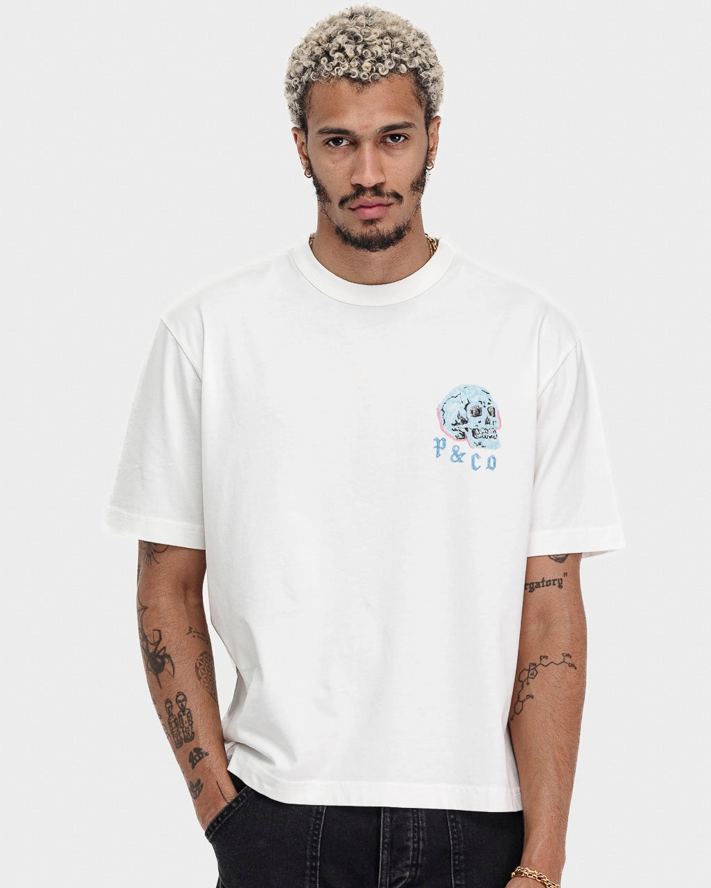 Neon Bones Boxy T-Shirt - Off White Skin Friendly Lining