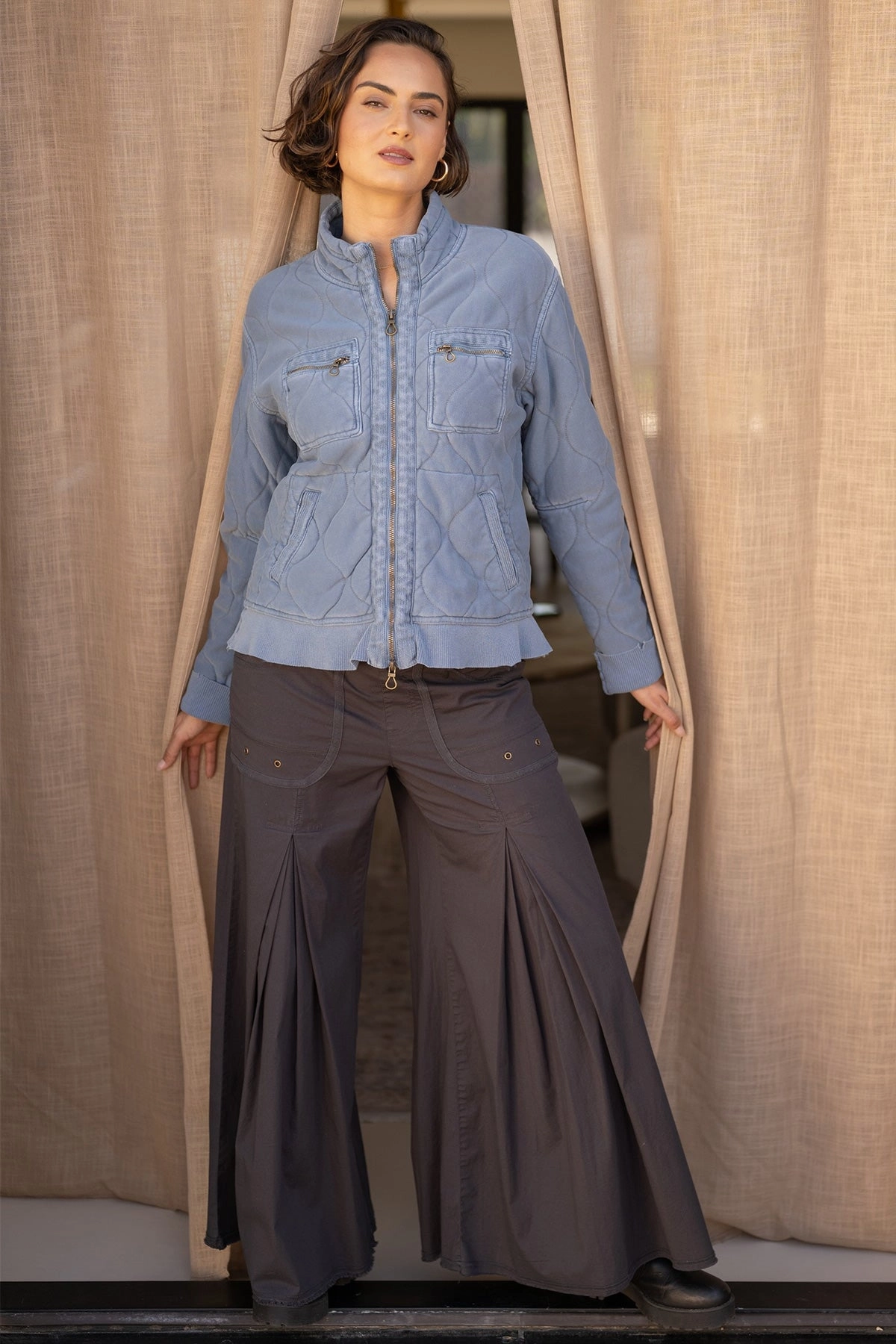Nevins Soft Volume Wide Leg Drawstring Pant Sporty Comfort Stable Shape