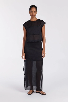 KAI BLACK RAMIE MIDI SKIRT Simple Style