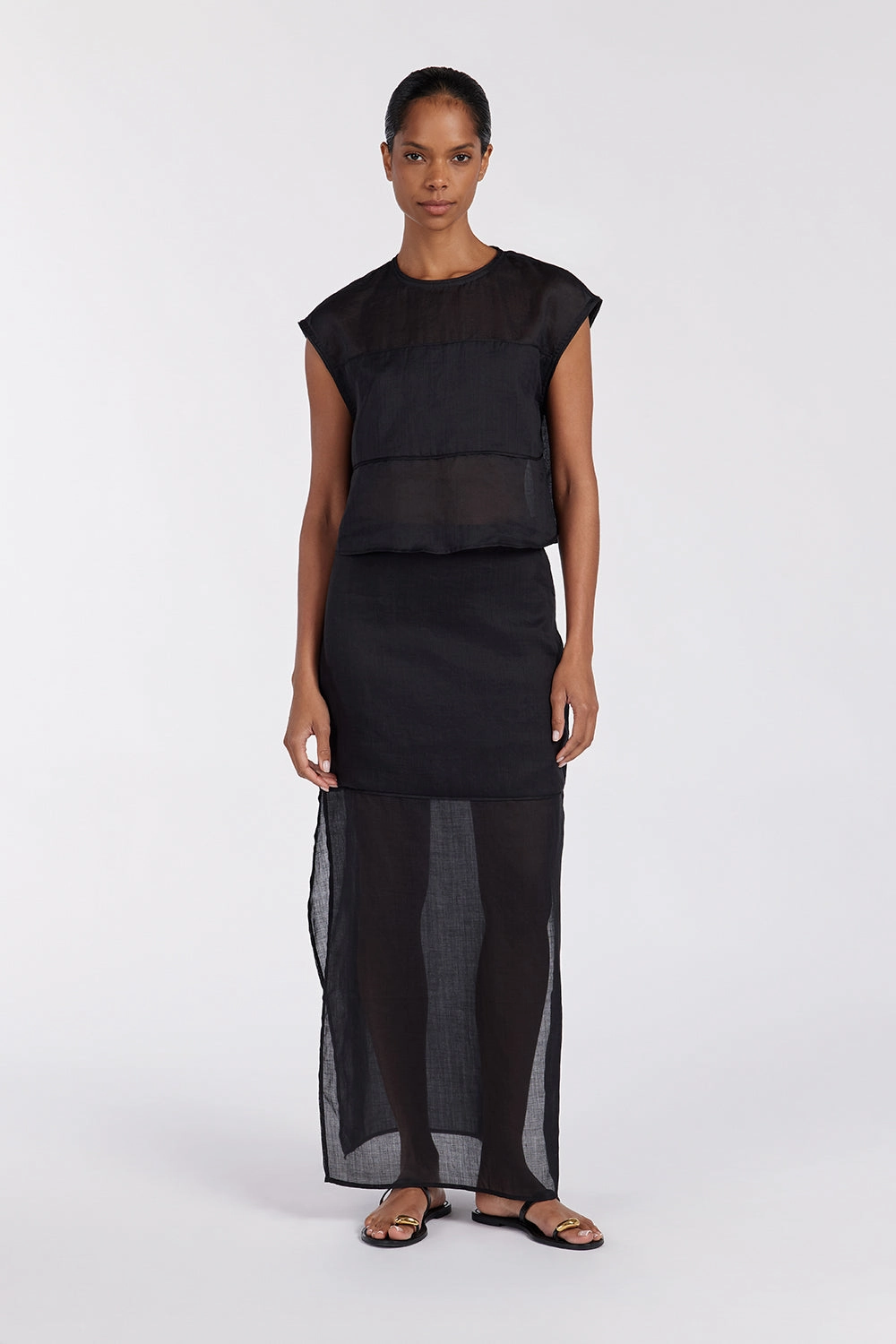 KAI BLACK RAMIE MIDI SKIRT Fashion Style Timeless Piece