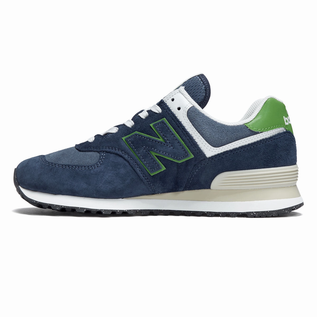 New Balance 574 Shoes - Navy/Alpine Green Odor Resistant Lining