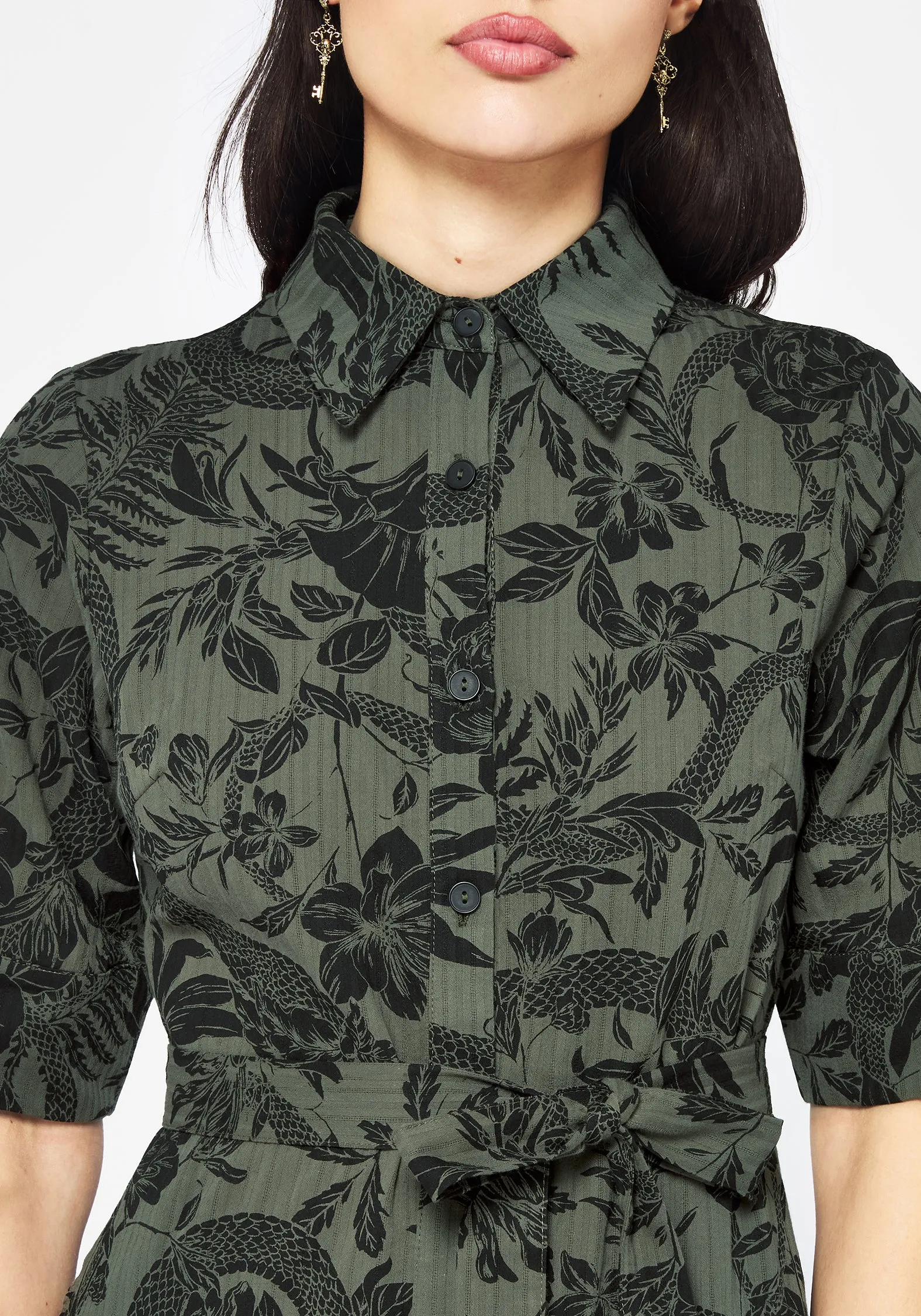 Timeless Design Bashe Cotton Midaxi Shirt Dress - Green