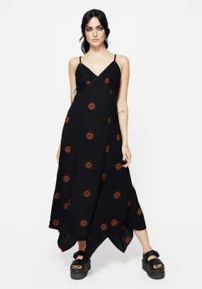 Solstice Embroidered Cami Hanky Hem Midaxi Dress Layered Wear Special-Occasion