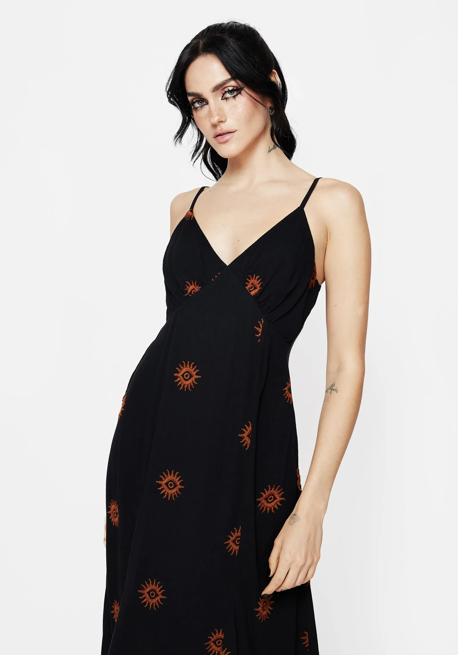 Solstice Embroidered Cami Hanky Hem Midaxi Dress Smart and Chic Lux Look