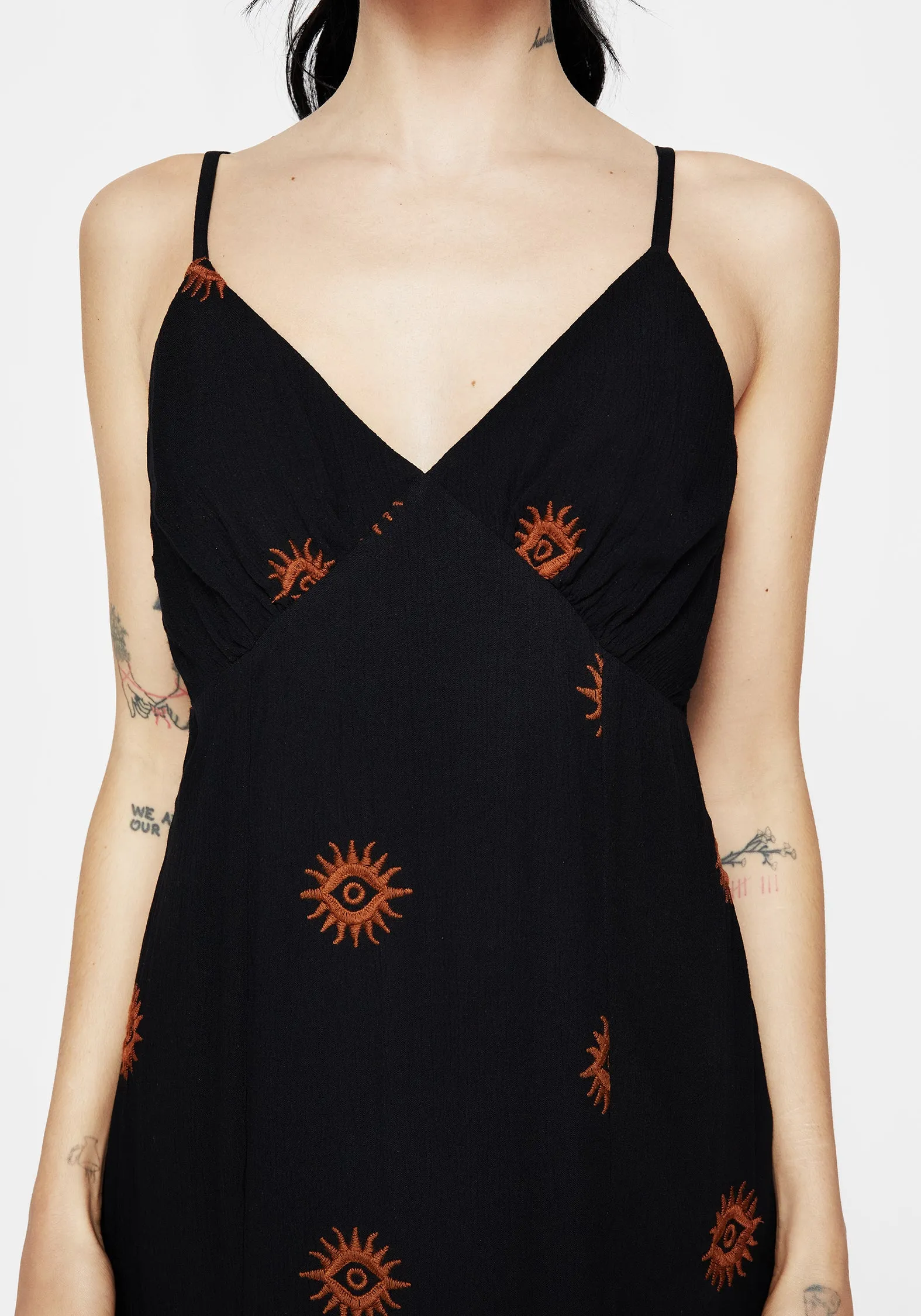 Solstice Embroidered Cami Hanky Hem Midaxi Dress Sequin-Detail