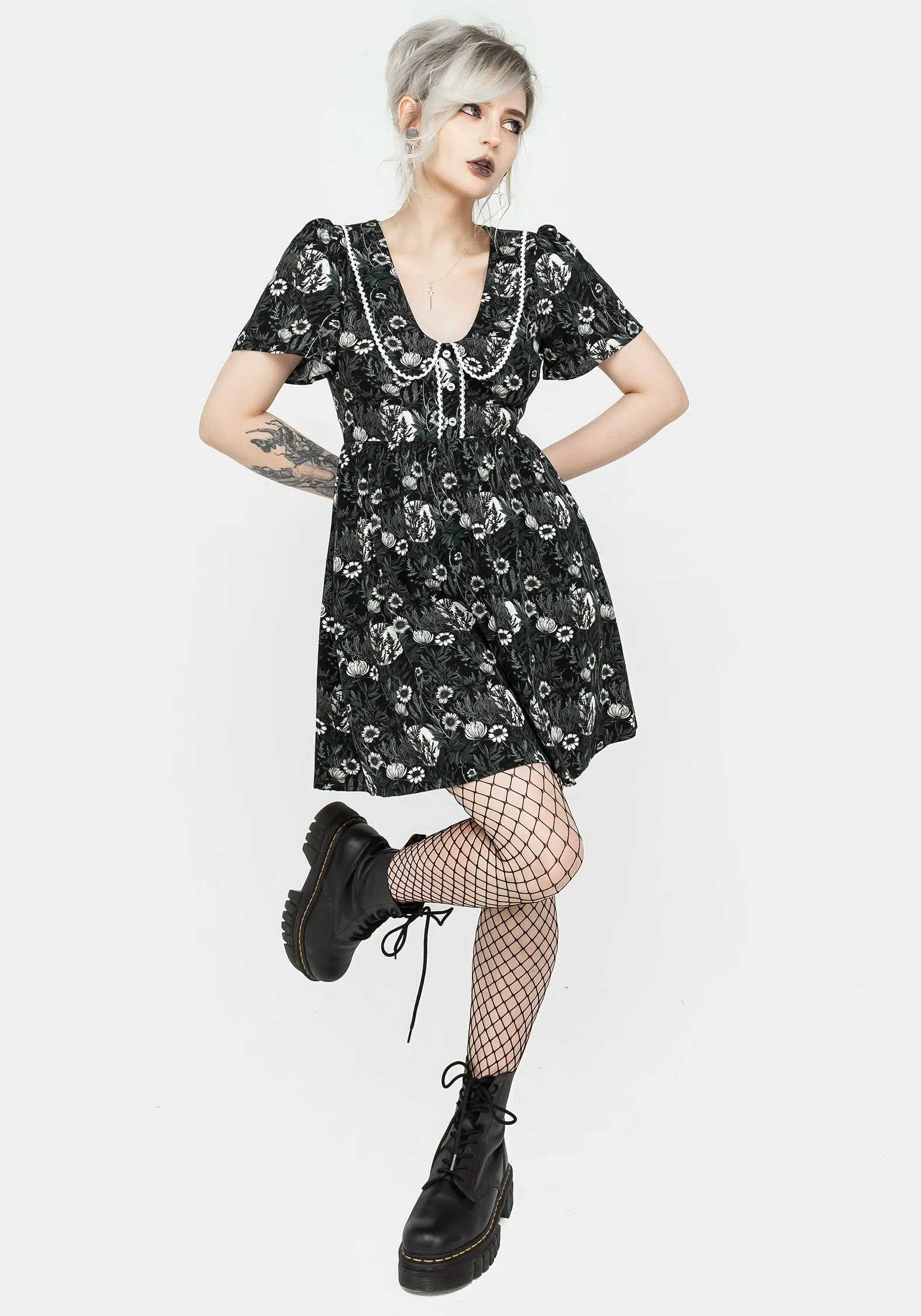 Boxy-Style Nightbloom Collared Mini Dress