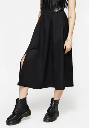 Outfit Lookbook Modern Details Nightingale Buckled Midi Skirt - Black