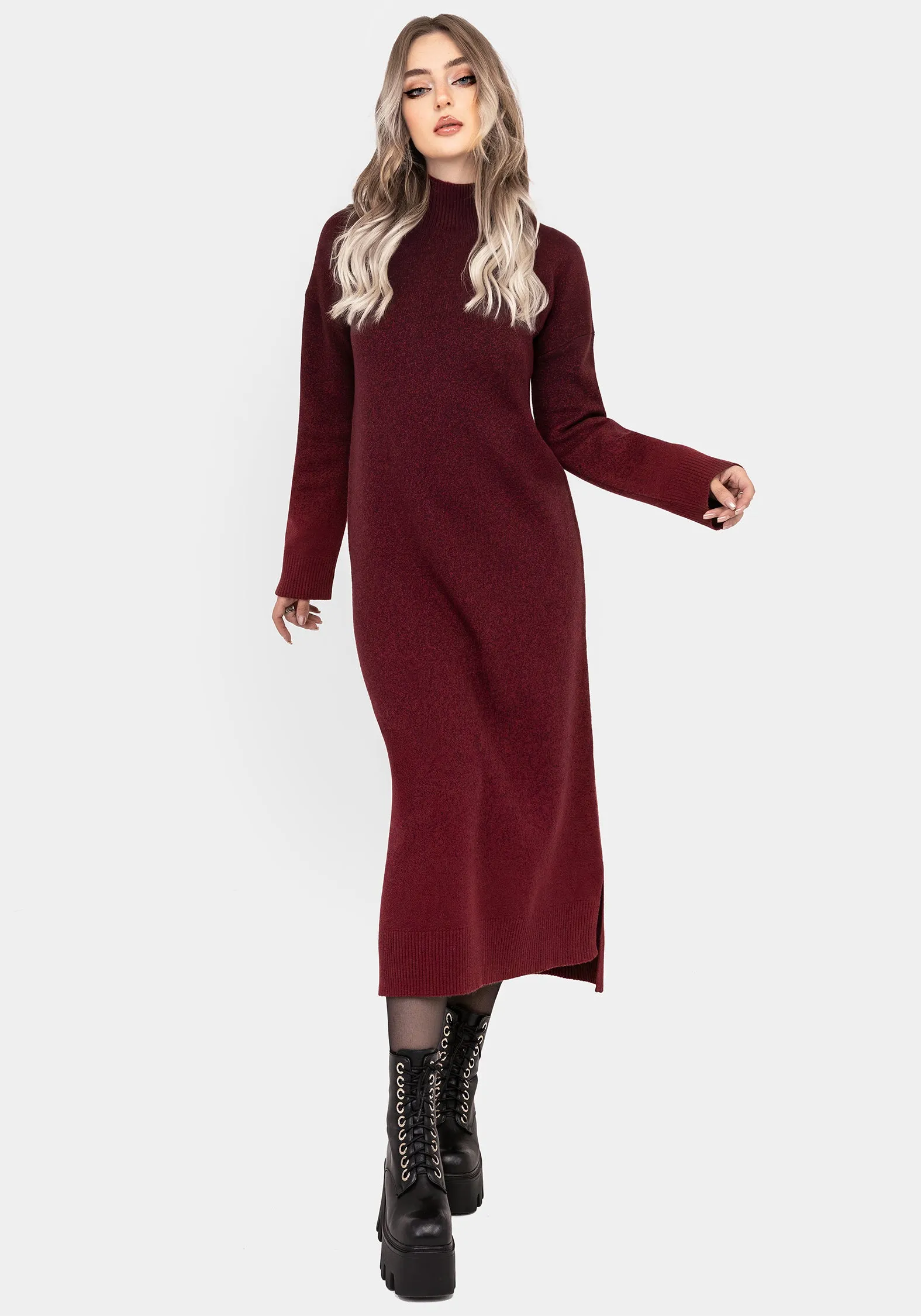 Night Mood NightJar Ombre Knit Maxi Dress - Red