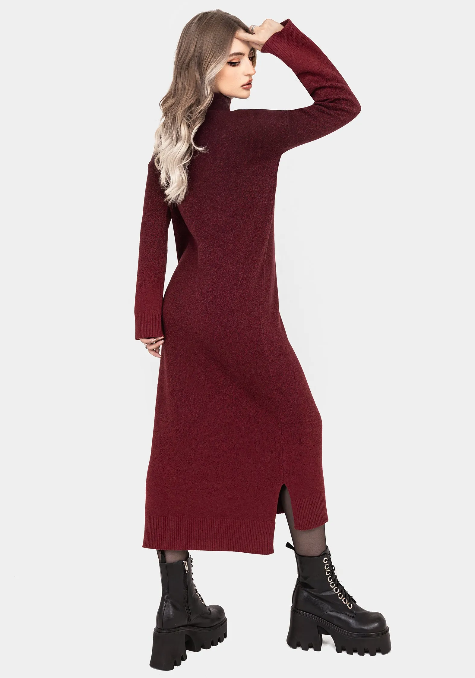 NightJar Ombre Knit Maxi Dress - Red Mood Comfort Water-Repellent-Finish