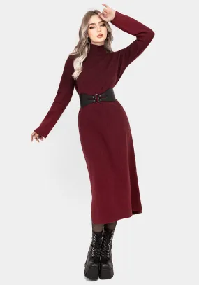 Side-Zip NightJar Ombre Knit Maxi Dress - Red