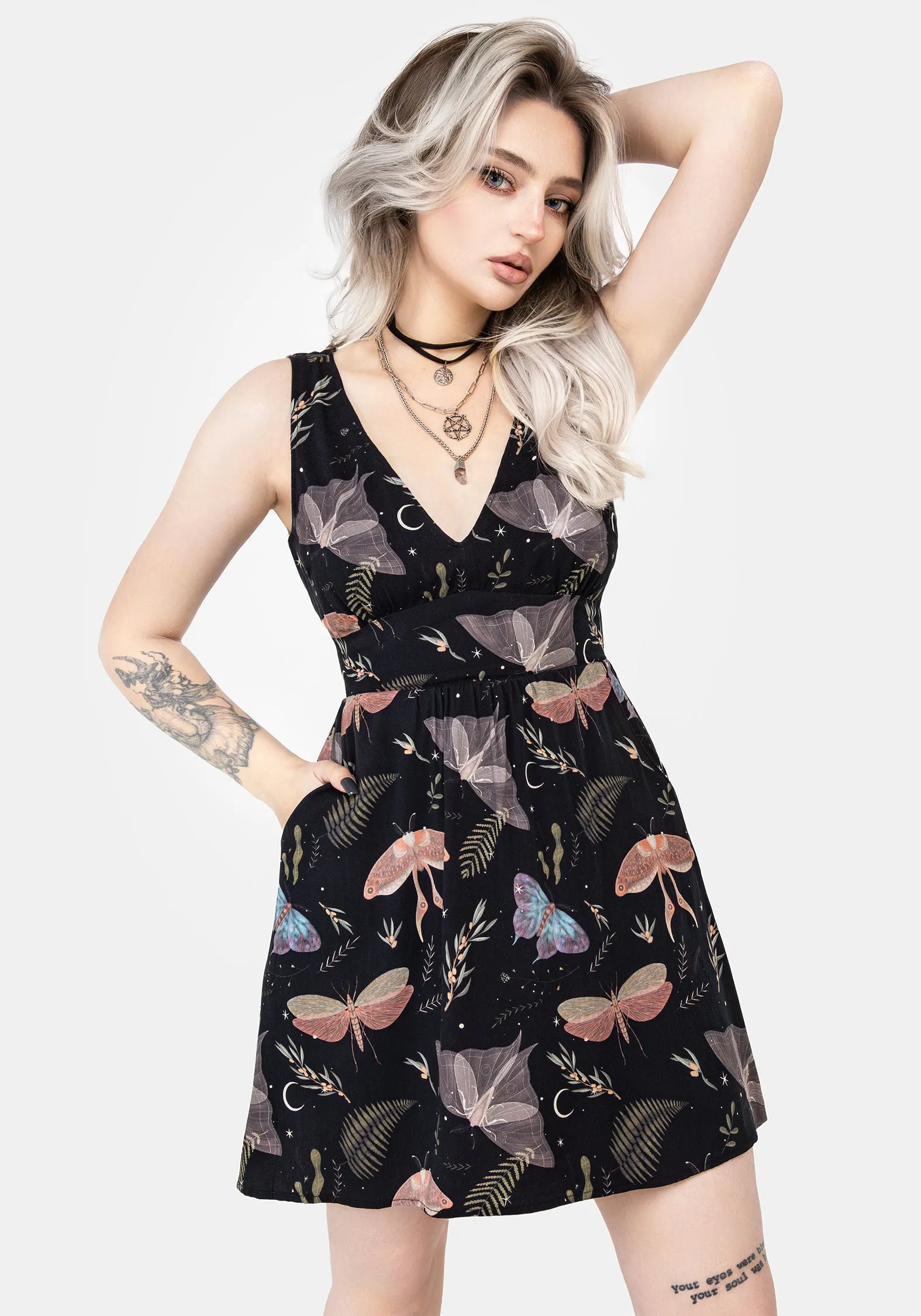 Vibrant Style Nightmoth Corset Mini Dress