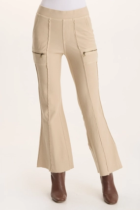 Versatile Look Ninian Twill Knit Zipper Pocket Flared Pant