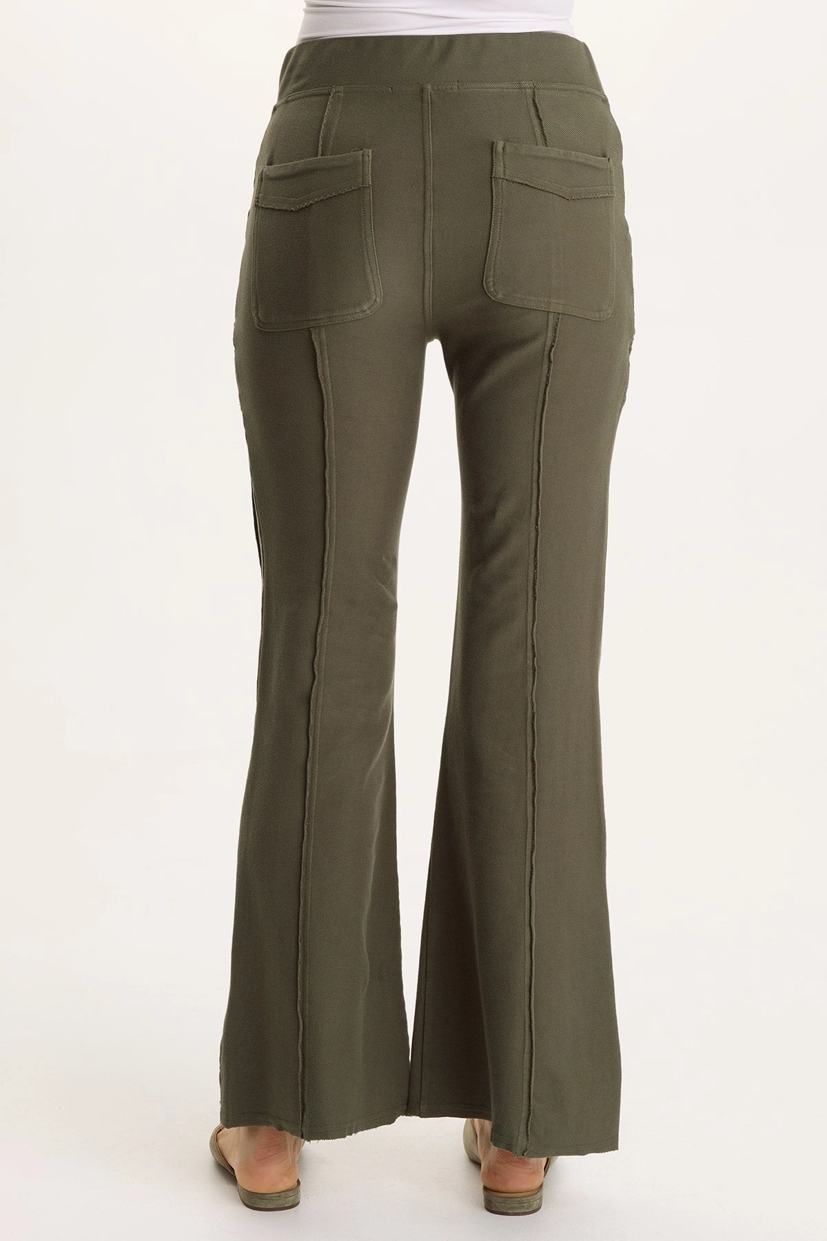 Perfect Design Ninian Twill Knit Zipper Pocket Flared Pant