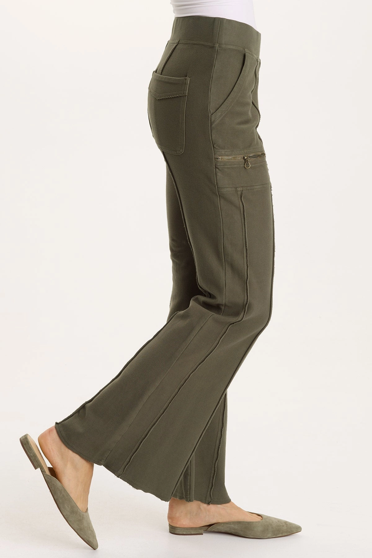 Essential Wear Ninian Twill Knit Zipper Pocket Flared Pant
