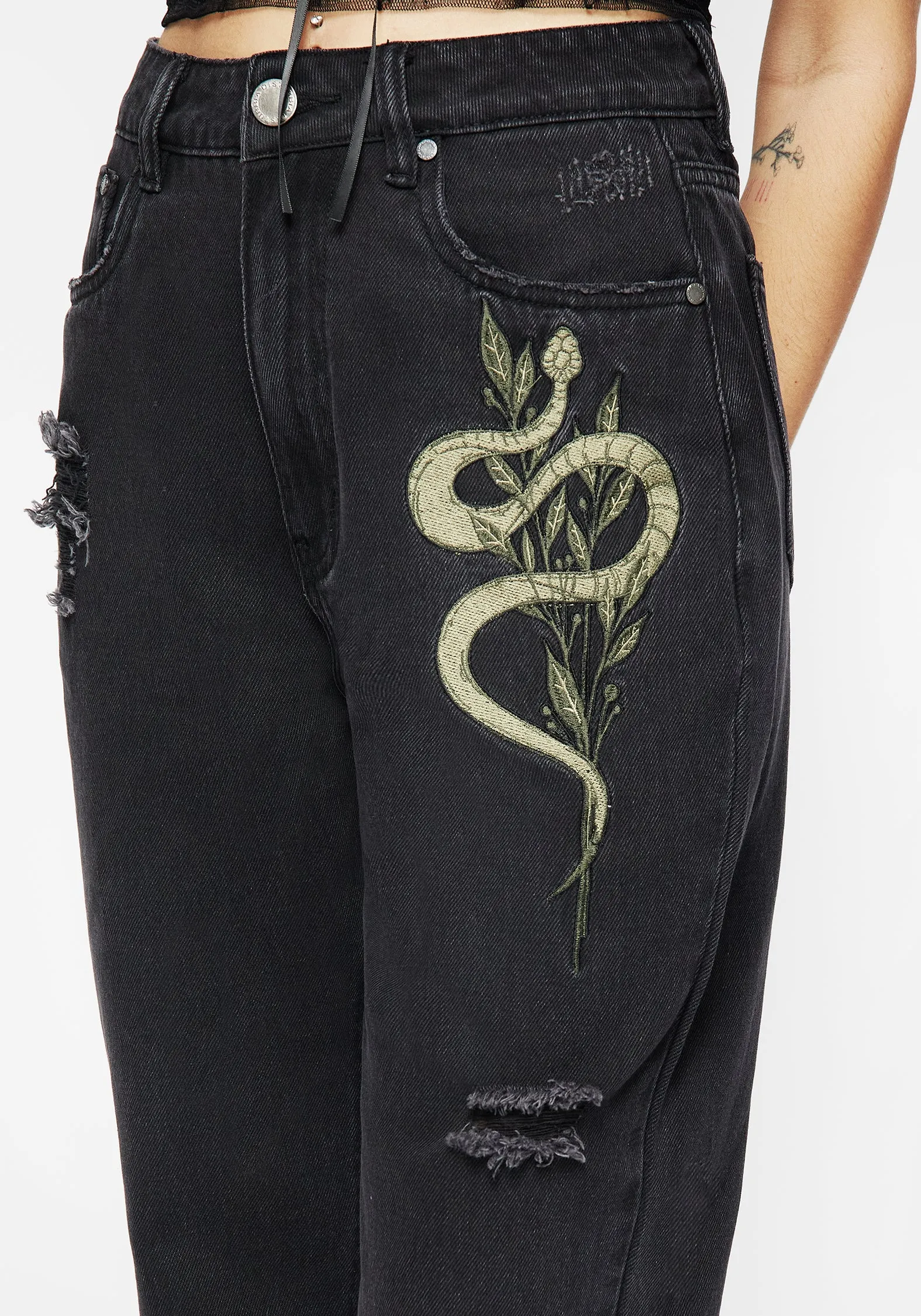 Nirah Embroidered Distressed Mom Jeans Office Wear Trendy Home Comfort