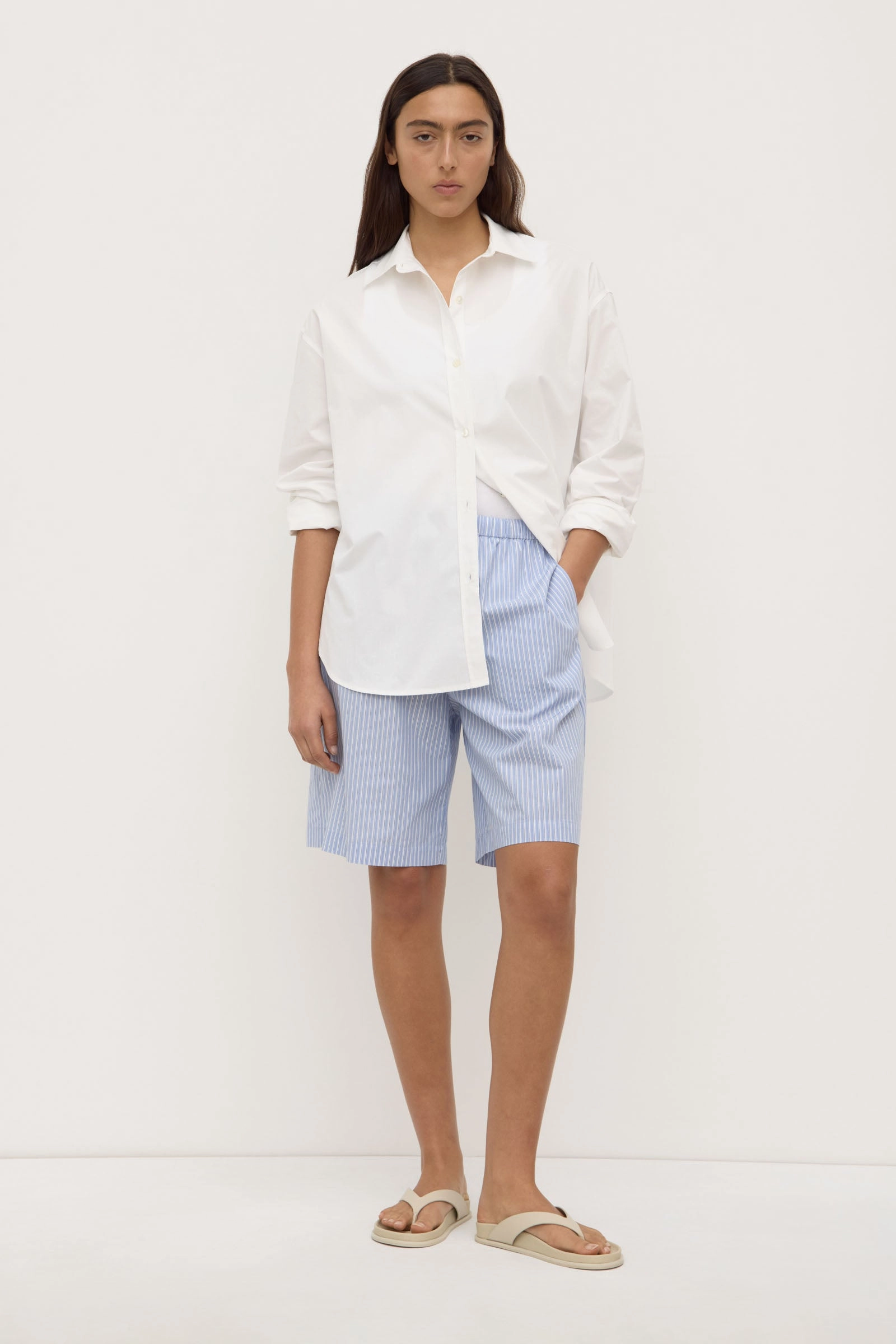 Nixie Stripe Longline Short Effortless Motion Seamless Waistband
