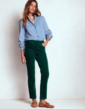 slim cut High-Waisted Cord Slim Jeans-Emerald Night